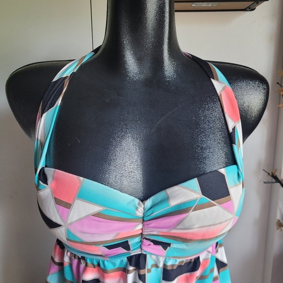 CoCo Reef Multi Colored Tankini Swimsuit L - Picture 2 of 8